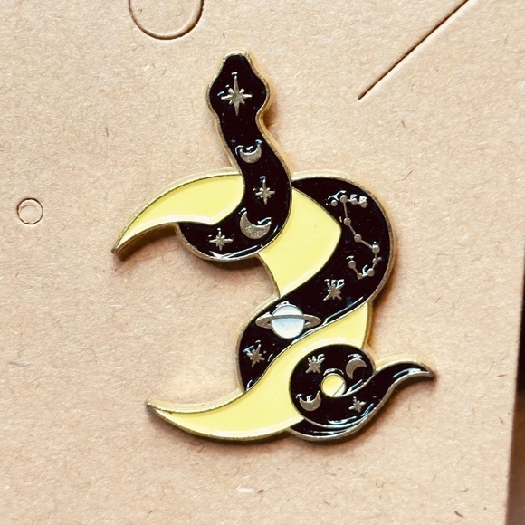 2/$15 Crescent Moon Wrapped w/Black Snake Stars Moons Constellation & Planet - Picture 1 of 8